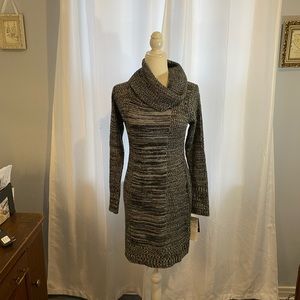 - Studio 1 sweater dress .  Size md. Black, grey and white cowl neck . NWT.